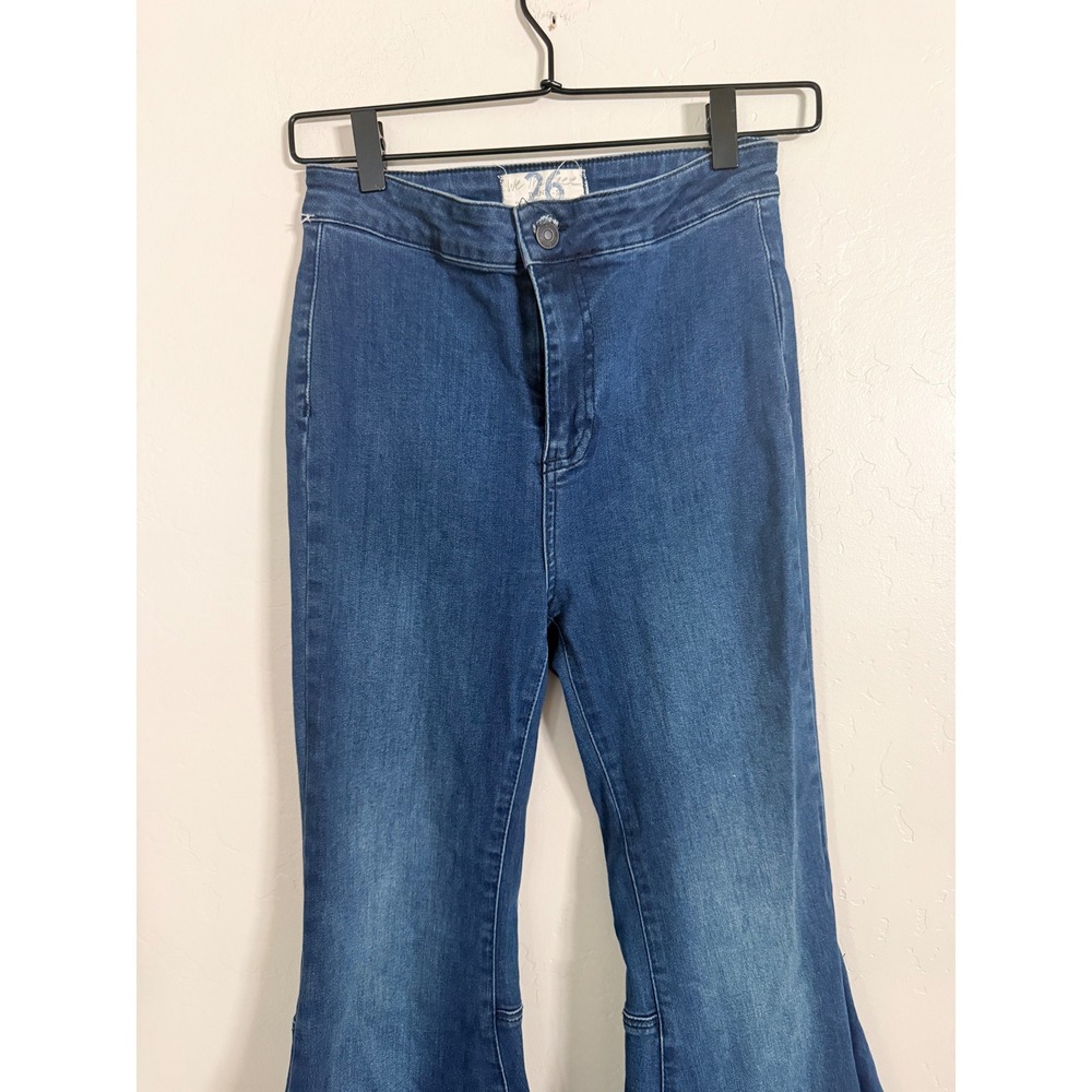 Free People We The Free Just Float On Flare Jeans Blue High Rise Bell Bottom 26 - Picture 6 of 9